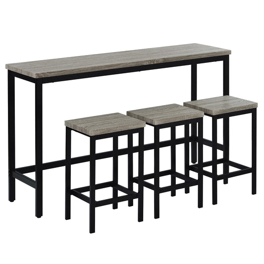 SINOFURN Gray Contemporary/Modern Dining Room Set with Rectangular Table ( Seats 3 )