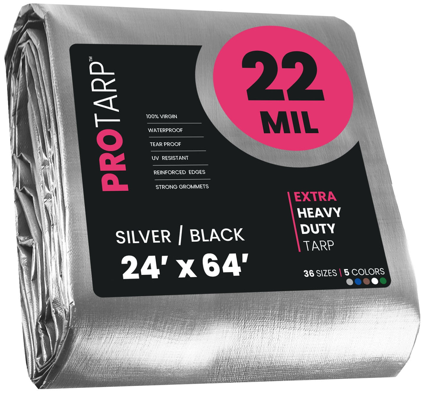 PROTARP 24-ft x 64-ft Silver Waterproof Commercial Polyethylene 22-mil Tarp