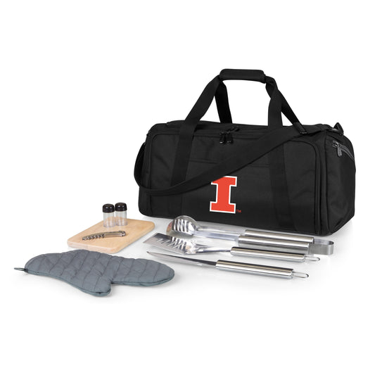Picnic Time Stainless Steel 9-Piece Grilling Accessory Kit with Heat-Sealed Interior Liner and Multiple Storage Pockets 757-06-175-214-0