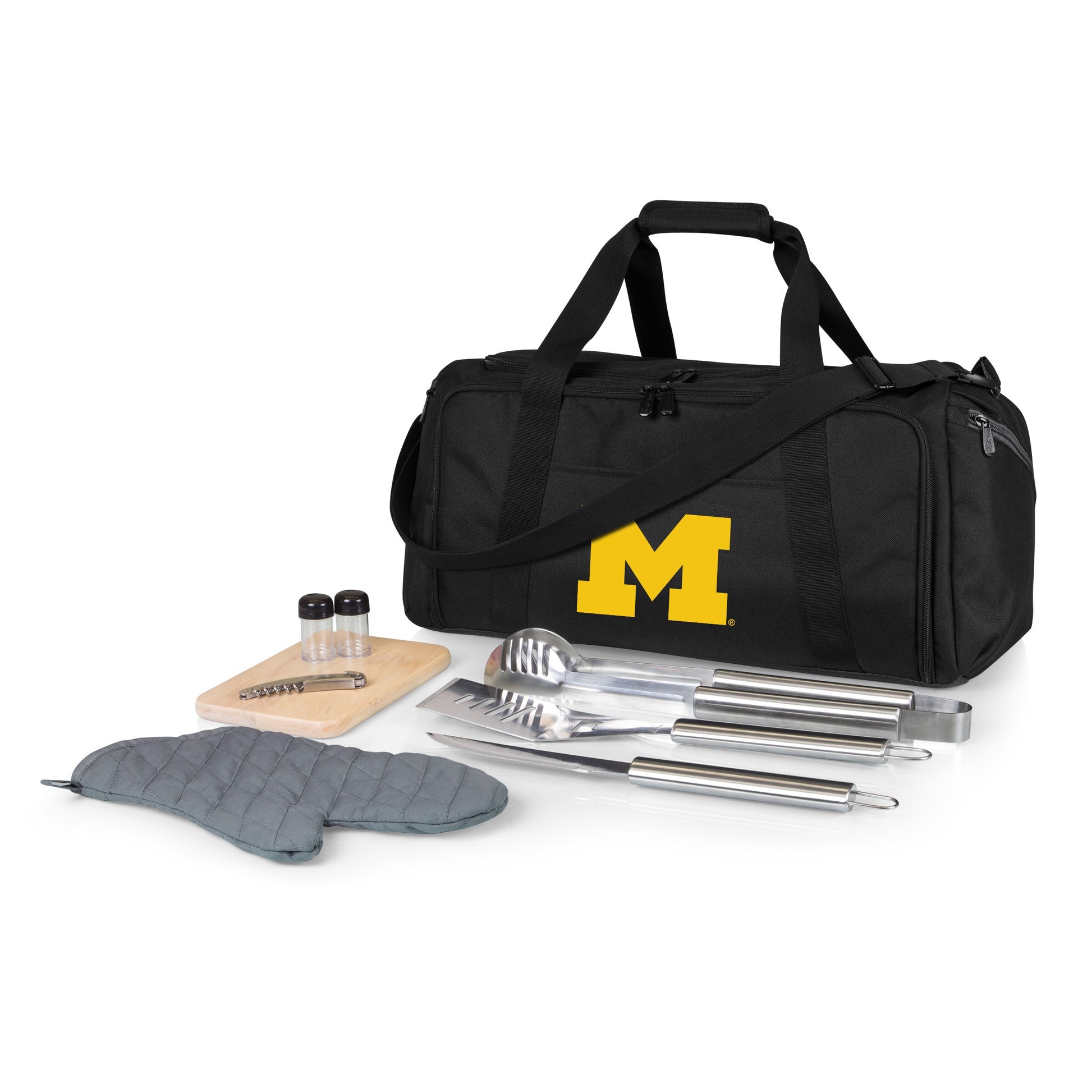 Picnic Time Stainless Steel 9-Piece Grilling Accessory Kit with Heat-Sealed Interior Liner and Multiple Storage Pockets 757-06-175-344-0