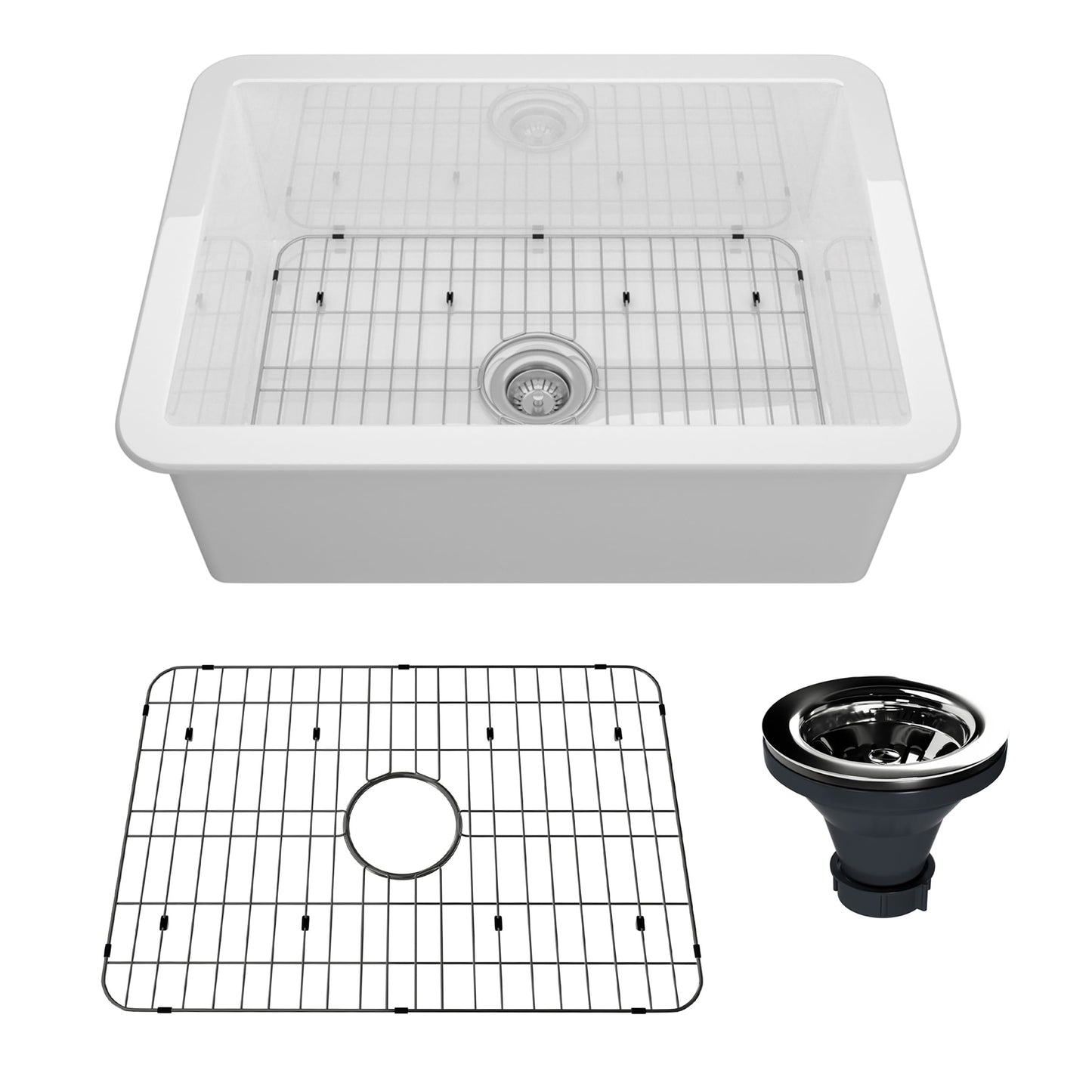 CASAINC Undermount 26.65-in x 18.77-in Fireclay Single bowl Kitchen Sink