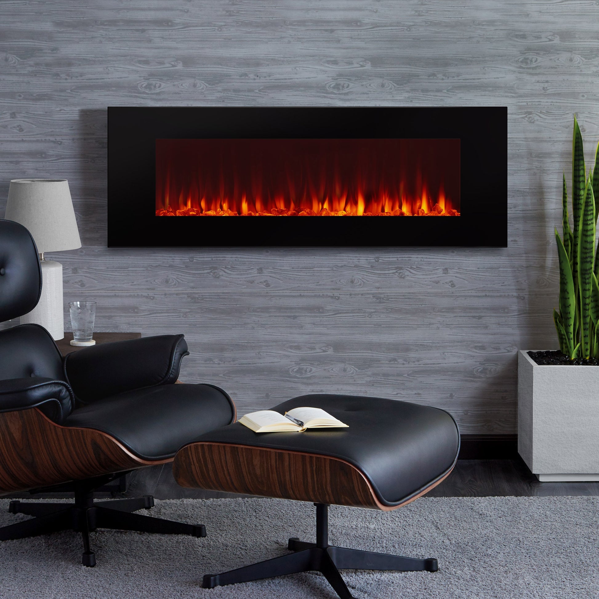 Real Flame 50-in W Black Fan-forced Electric Fireplace 1330E-BK