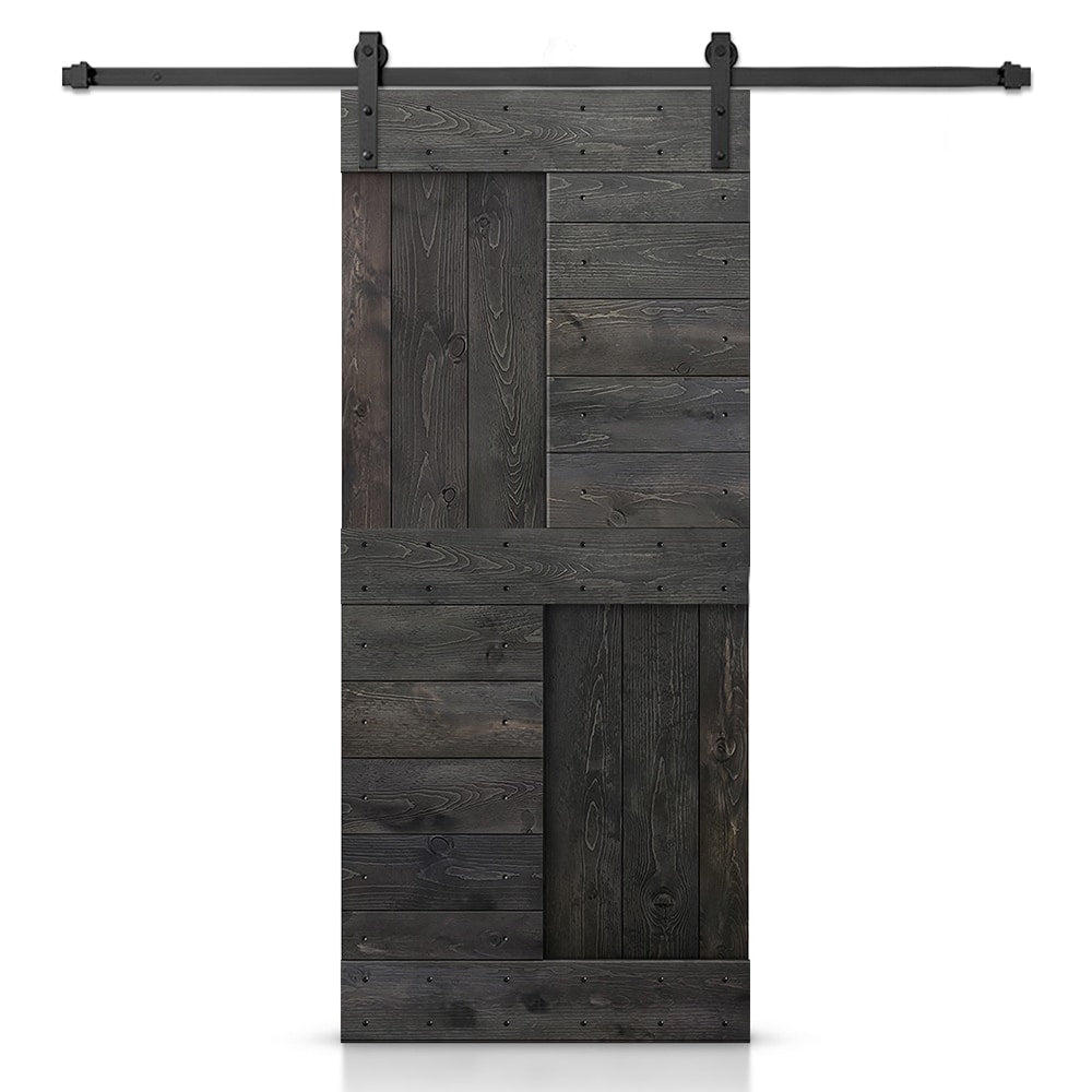 CALHOME 38-in x 84-in Charcoal Black Pine Wood Solid core Single Barn Door (Hardware Included)