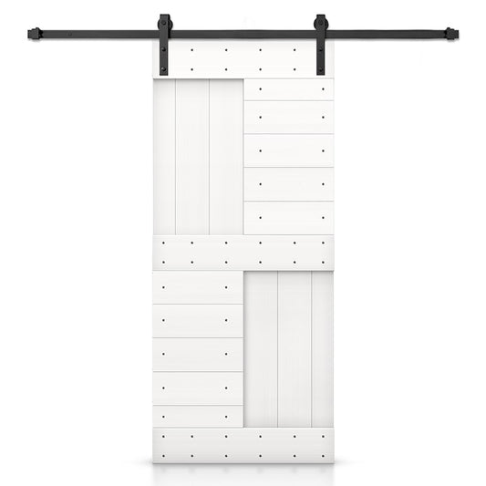 CALHOME 36-in x 84-in Pure White Pine Wood Solid core Single Barn Door (Hardware Included)