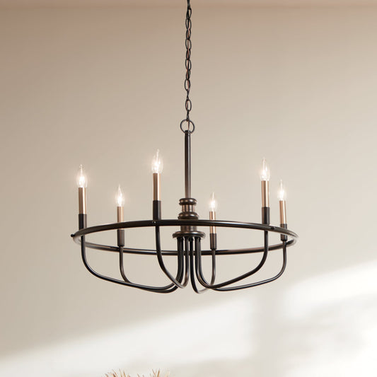 Kichler Capitol Hill 6 -Light Black Traditional For Use in Bedrooms, Dining Rooms, Foyers, Kitchens, Living Rooms Chandelier 2470015