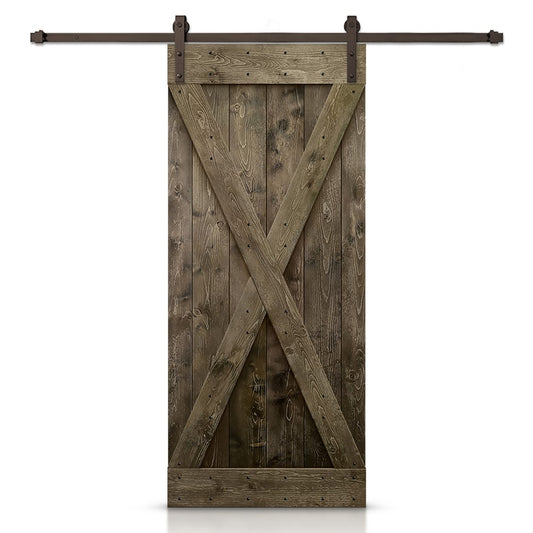 CALHOME 38-in x 84-in Espresso Pine Wood Solid core Single Barn Door (Hardware Included)