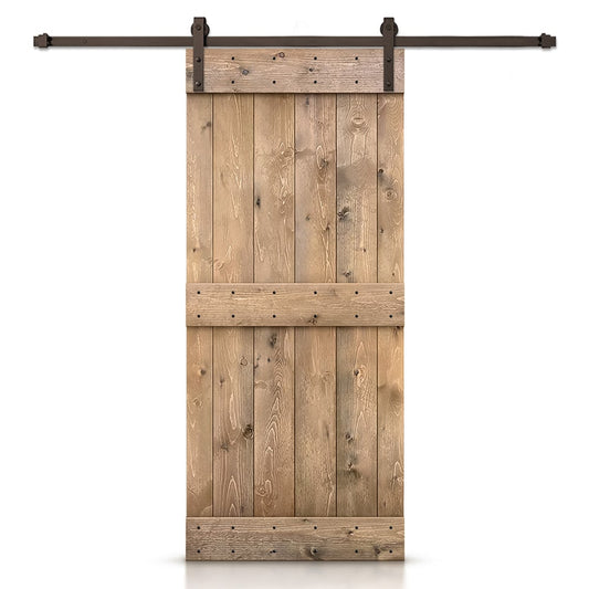 CALHOME 28-in x 84-in Light Brown Knotty pine Wood Solid core Single Barn Door (Hardware Included)