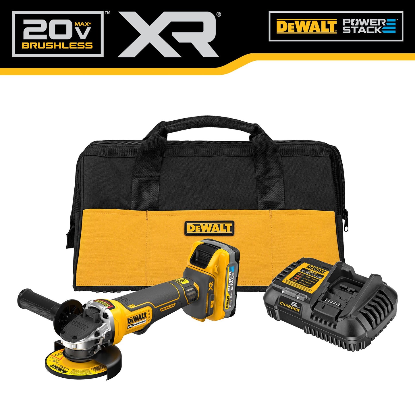 DEWALT XR 4.5-in 20-volt Max Paddle Switch Brushless Cordless Angle Grinder (Charger Included and 1-Battery) DCG413H1