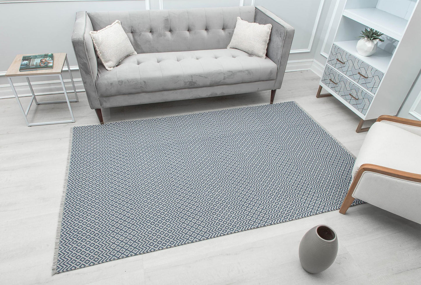 Rugs America Sloane 8 x 10 (ft) Loomed Cotton Seven Seas Rectangular Indoor Geometric Vintage Area rug