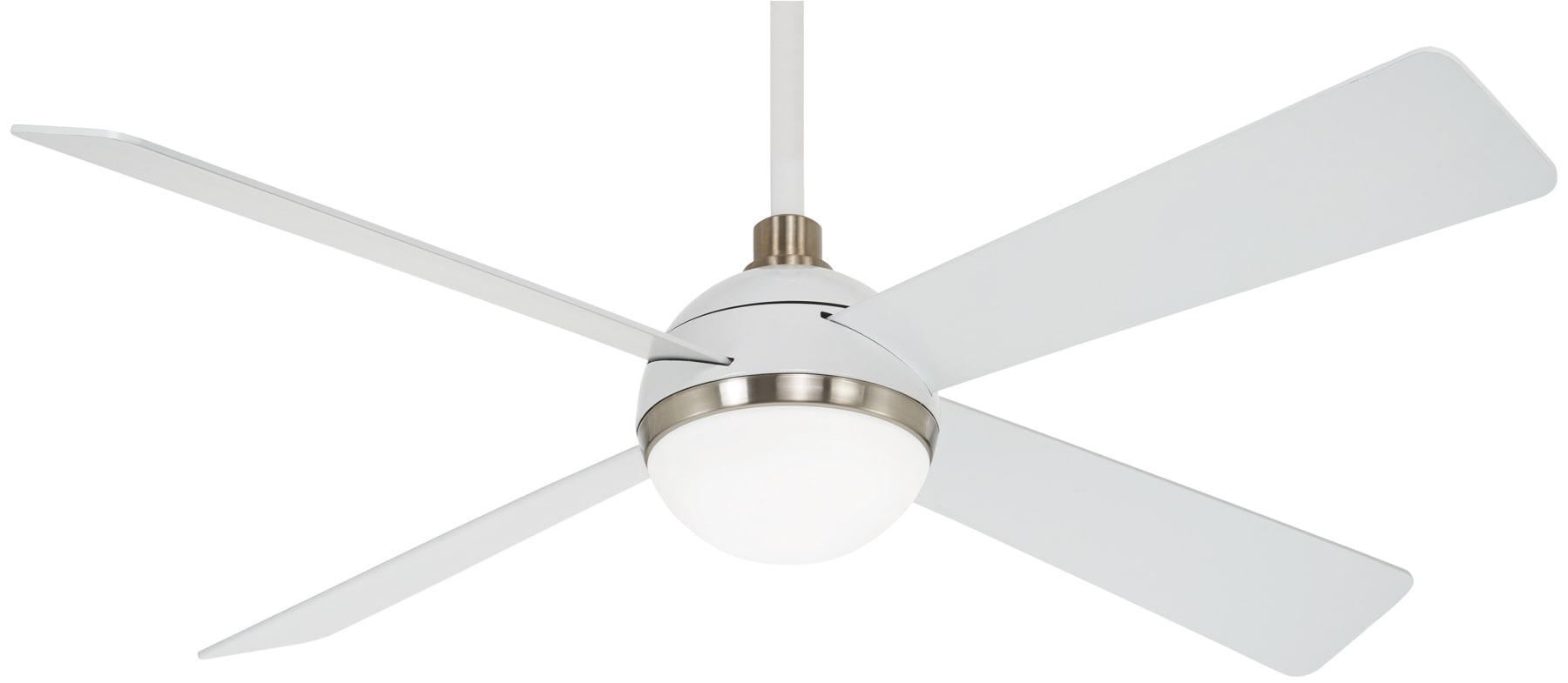 Minka Aire Orb 54-in Flat White and Brushed Nickel with Flat White Blades Ceiling Fan With Light - Remote Included ( 4 -Blade )