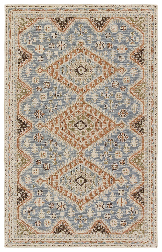 Jaipur Living Cardamom 5 x 8 (ft) Tufted Wool Blue/Brown Rectangular Indoor Medallion Global Pet Friendly Area rug