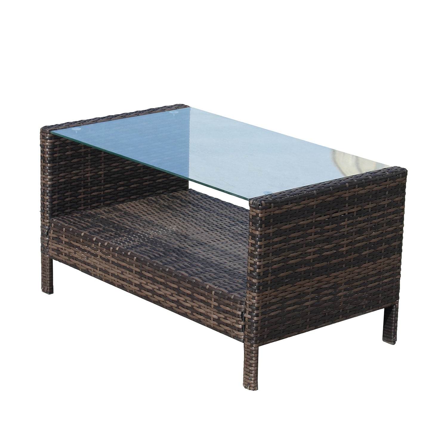 Mondawe Patio Table Rectangle Rattan Outdoor Coffee Table 20.5-in W x 34.6-in L
