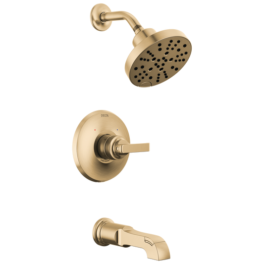 Delta Tetra Lumicoat Champagne Bronze 1-handle Multi-function 6-in Round Bathtub and shower Faucet