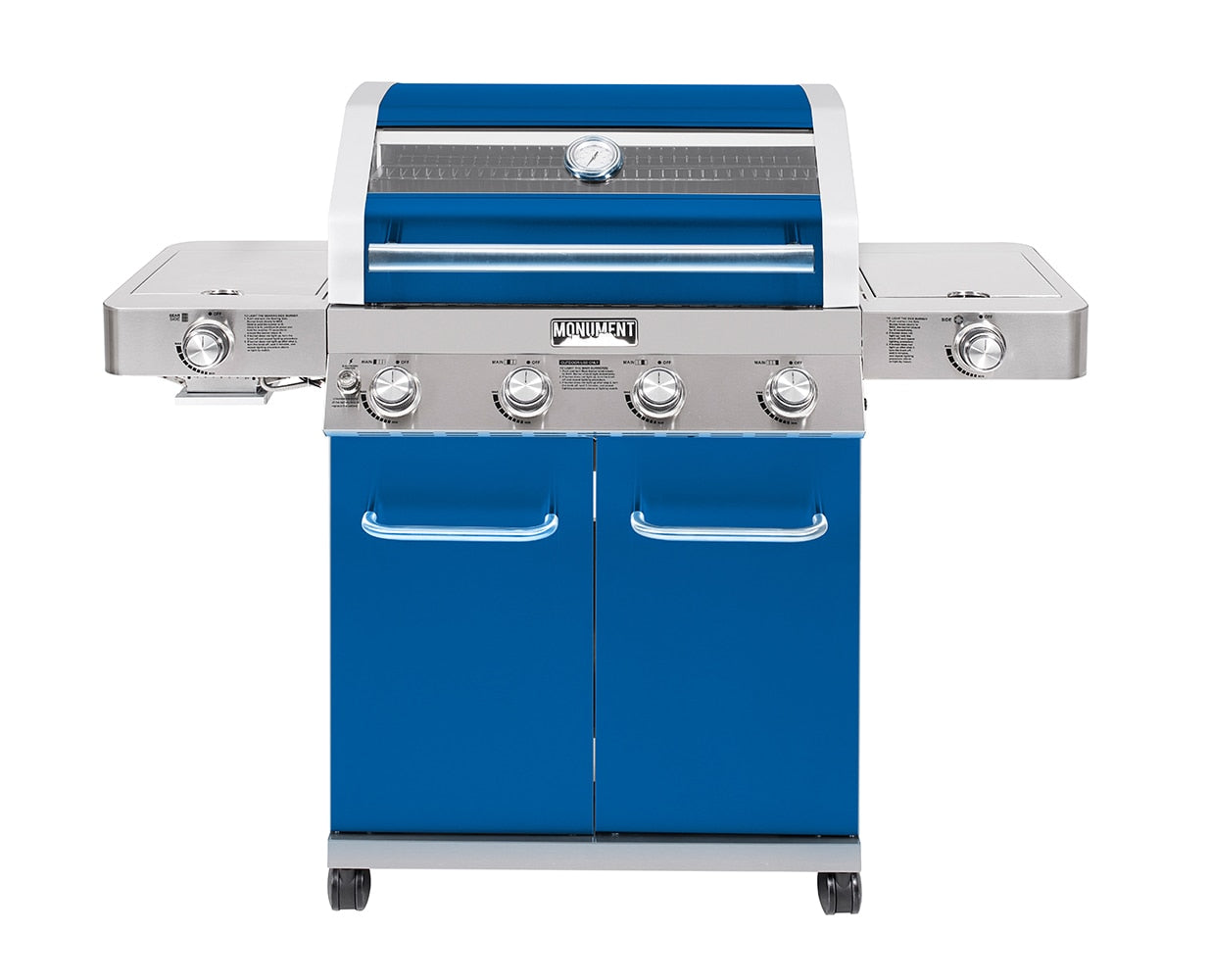 Monument Clearview Blue 4-Burner Liquid Propane Gas Grill with 2 Side Burners 35633B