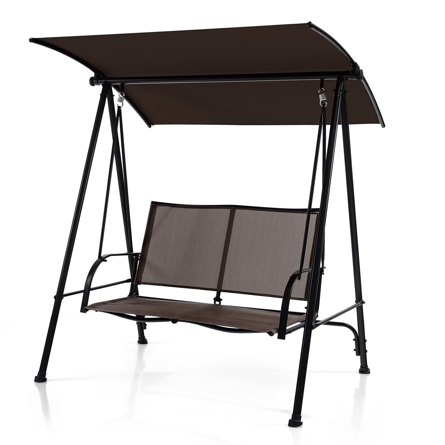 WELLFOR 2 -person Brown Steel Outdoor Swing
