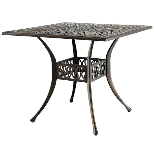WELLFOR Square Rattan Outdoor Bistro Table 35.4-in W x 35.4-in L with Umbrella Hole