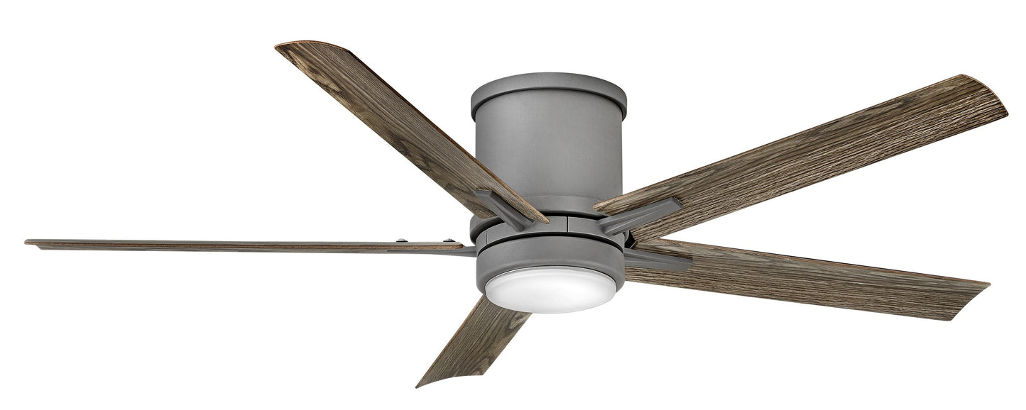 Hinkley Vail Flush 52-in Graphite with Driftwood Blades Integrated LED Indoor/Outdoor Flush Mount Smart Propeller Ceiling Fan with Light and Remote (5-Blade) 902552FGT-LWD