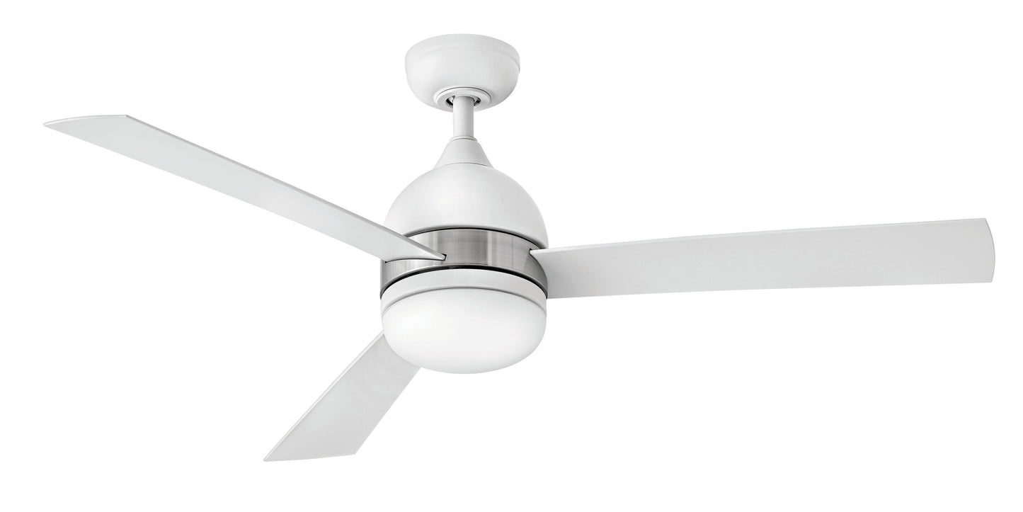 Hinkley Verge 52-in Matte White Integrated LED Indoor/Outdoor Smart Propeller Ceiling Fan with Light and Remote (3-Blade) 902352FMW-LWA