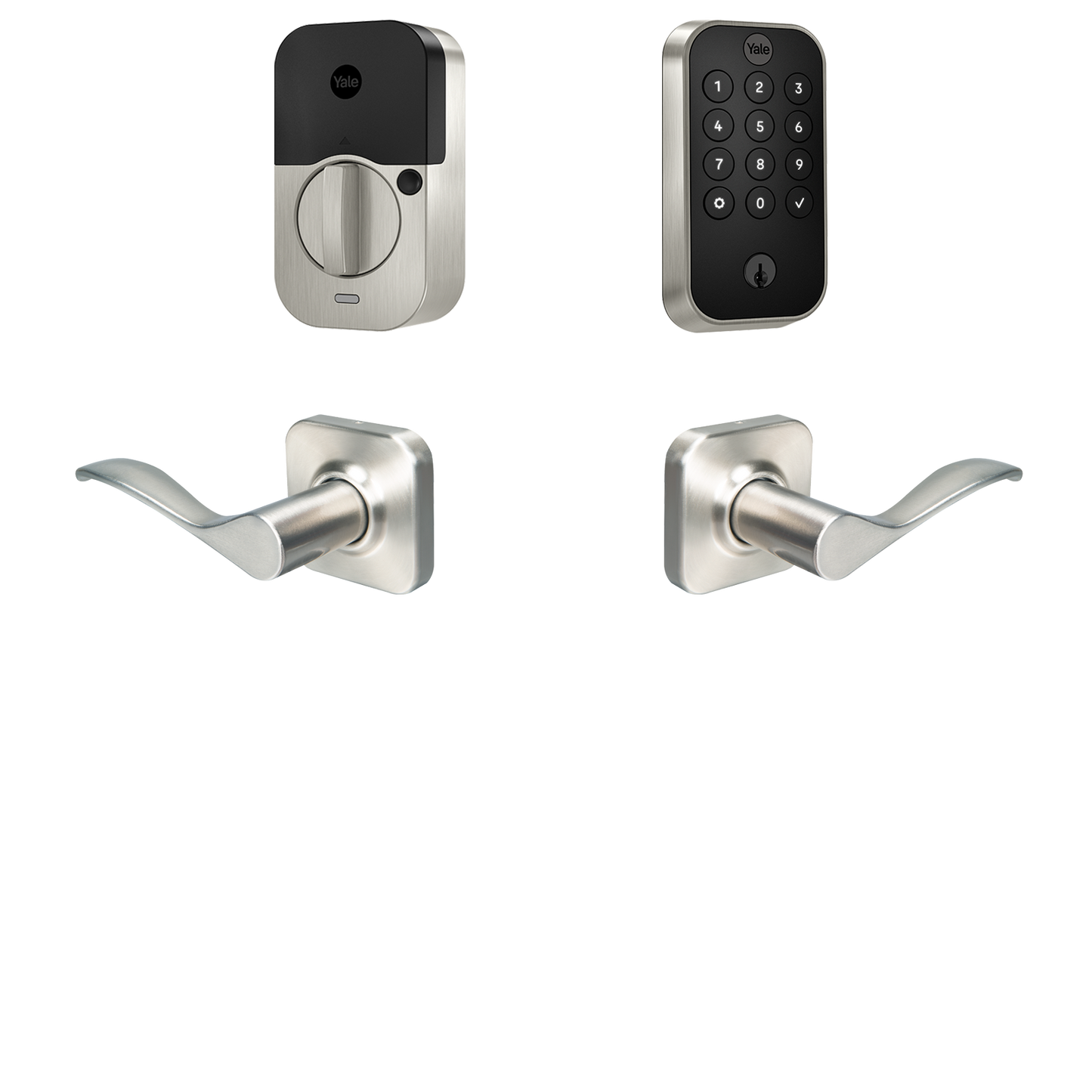 Yale Assure Lock 2 Norwood Bundle Satin Nickel Smart Lock Electronic Deadbolt and Handleset with Wifi Bluetooth Keypad B-YRD410-WF1-NW-619