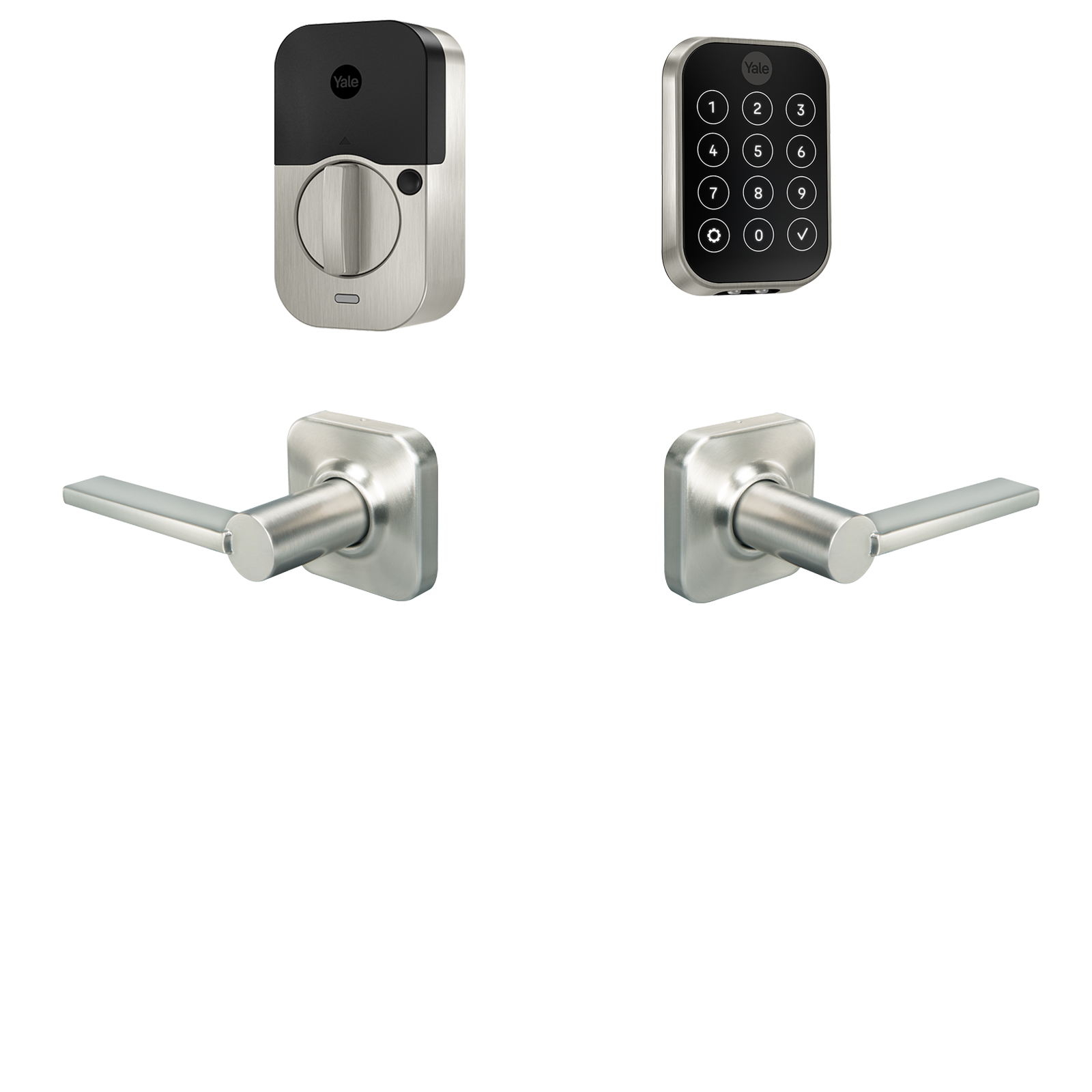 Yale Assure Lock 2 Valdosta Bundle Satin Nickel Smart Lock Electronic Deadbolt and Handleset with Wifi Bluetooth Touchscreen Keypad B-YRD450-WF1-VL-619