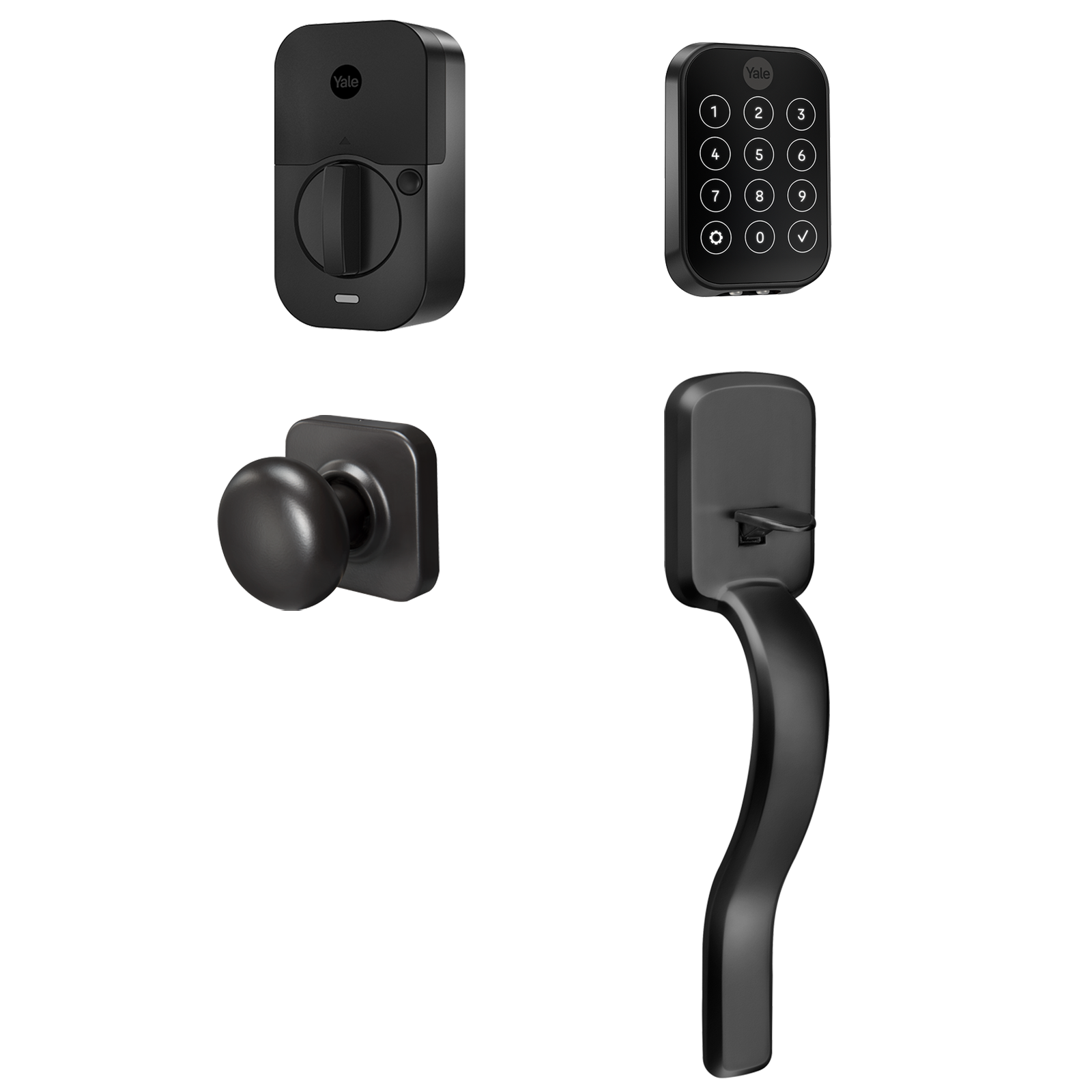 Yale Assure Lock 2 Ridgefield Bundle Black Suede Smart Lock Electronic Deadbolt and Handleset with Wifi Bluetooth Touchscreen Keypad B-YRD450-WF1-RX-BSP