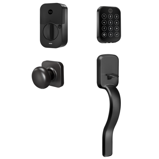 Yale Assure Lock 2 Ridgefield Bundle Black Suede Smart Lock Electronic Deadbolt and Handleset with Wifi Bluetooth Touchscreen Keypad B-YRD450-WF1-RX-BSP