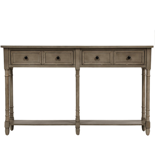 AHIOU HOME Rustic Wood veneer Gray Wash Pine 58-in W x 34-in H Console table with Drawers