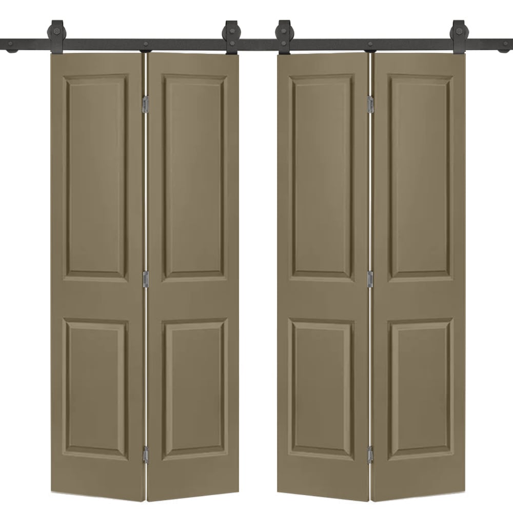 CALHOME 48-in x 80-in Olive Green MDF Hollow core Double Barn Door (Hardware Included)