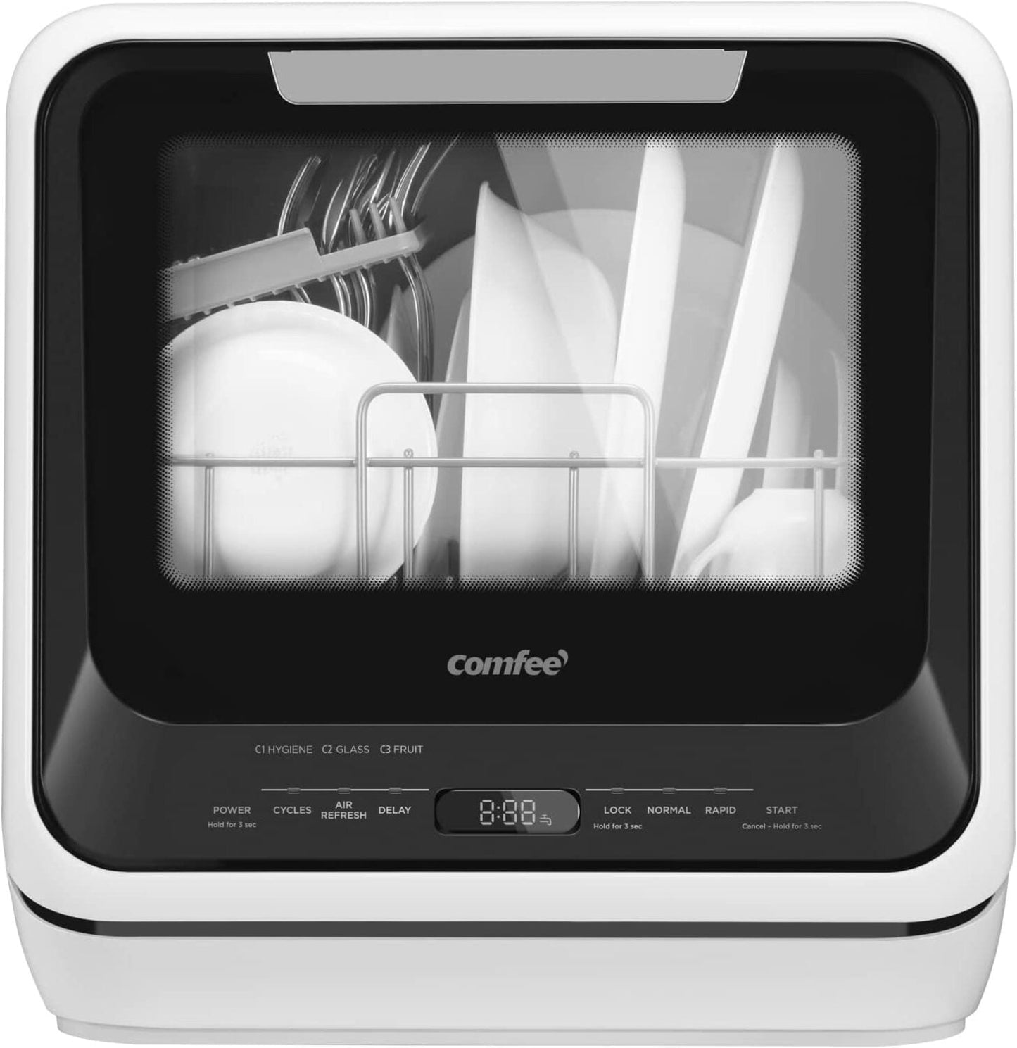 Comfee 17-in Portable Countertop dishwasher ( Black ) 2 Place Settings with Air Dry 62-Decibel Standard Sound Level