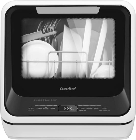 Comfee 17-in Portable Countertop dishwasher ( Black ) 2 Place Settings with Air Dry 62-Decibel Standard Sound Level