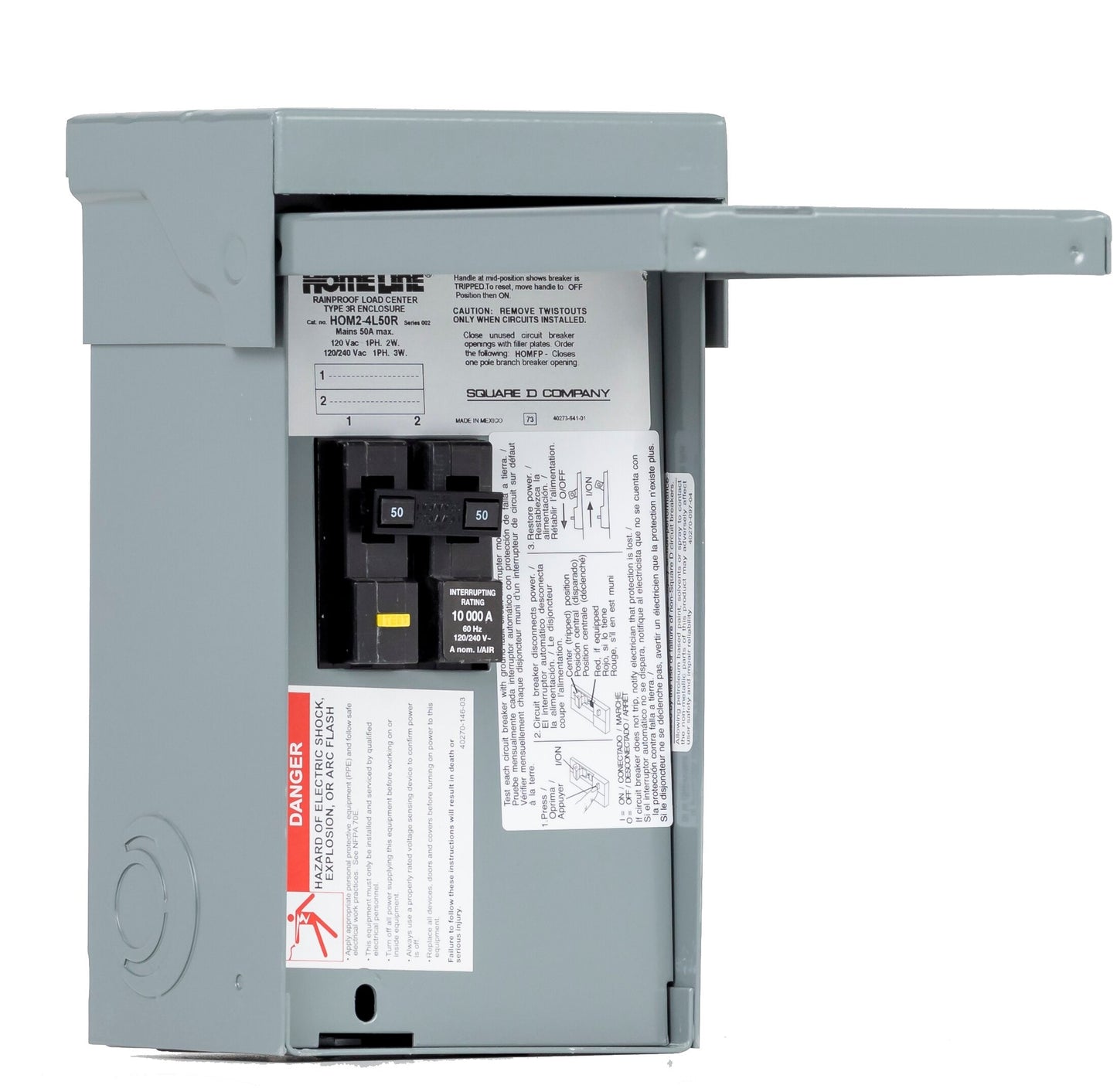 Square D 50 Amp Single Phase (120V/240V) Non-fusible Outdoor Light-duty Enclosed Circuit Breaker Disconnect HOME250SPA