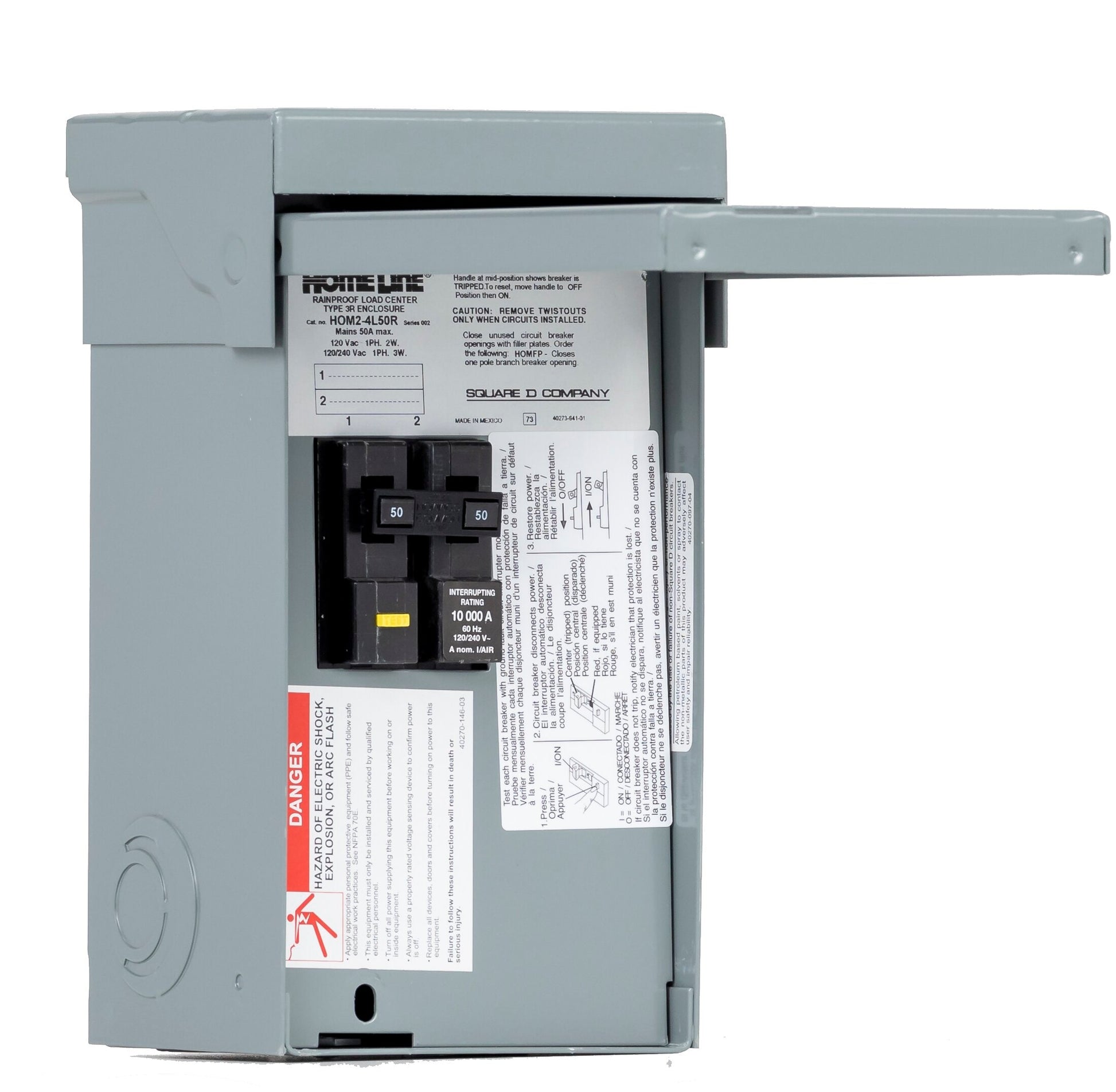 Square D 50 Amp Single Phase (120V/240V) Non-fusible Outdoor Light-duty Enclosed Circuit Breaker Disconnect HOME250SPA