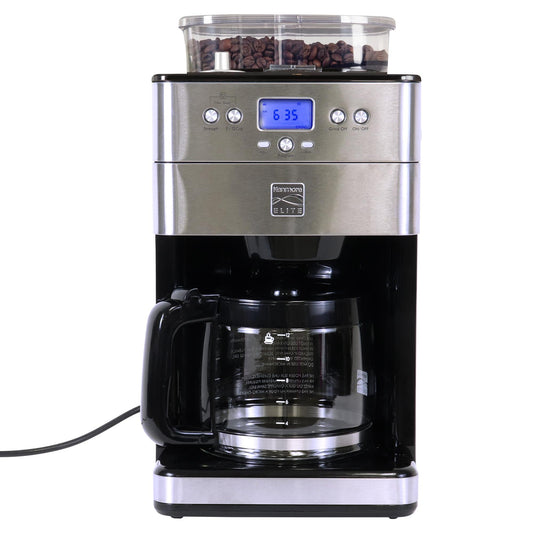 Kenmore Elite Grind and Brew Programmable 12-Cup Programmable Drip Coffee Maker with Automatic Shut-off (Stainless Steel and Black) KKECMGBSS