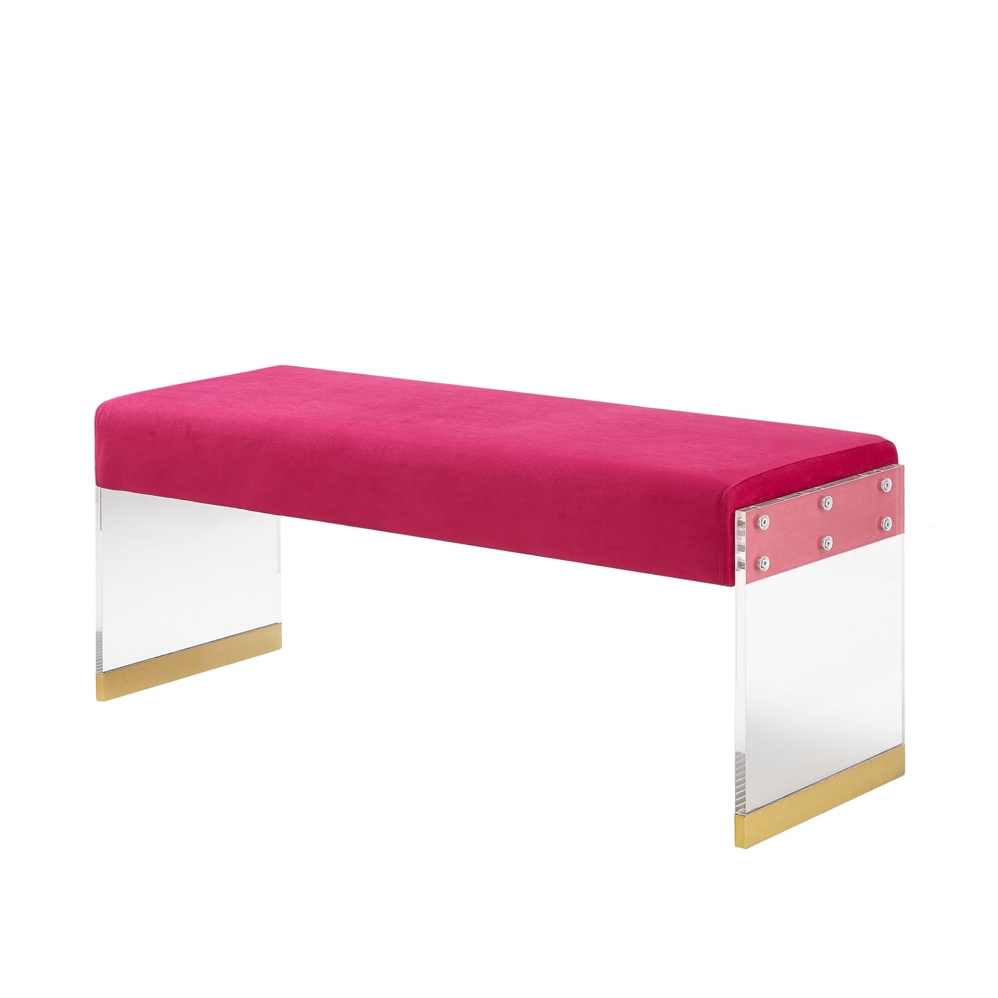 Nicole Miller Zavion Modern Fuchsia/Gold Accent Bench 42.2-Inches x 14.6-Inches x 17.7-Inches