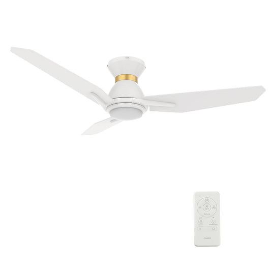 CARRO USA Tilbury 48-in White Indoor/Outdoor Flush Mount Smart Ceiling Fan with Light and Remote (3-Blade) LS483J3-L11-W1-1-FMA