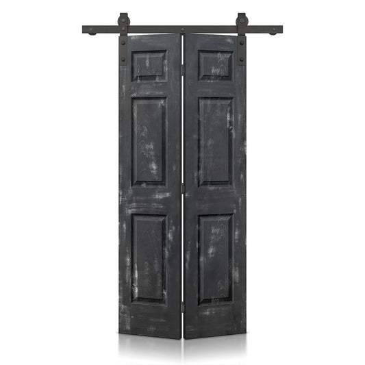 CALHOME 24-in x 80-in Vintage Black MDF Hollow core Single Barn Door (Hardware Included)