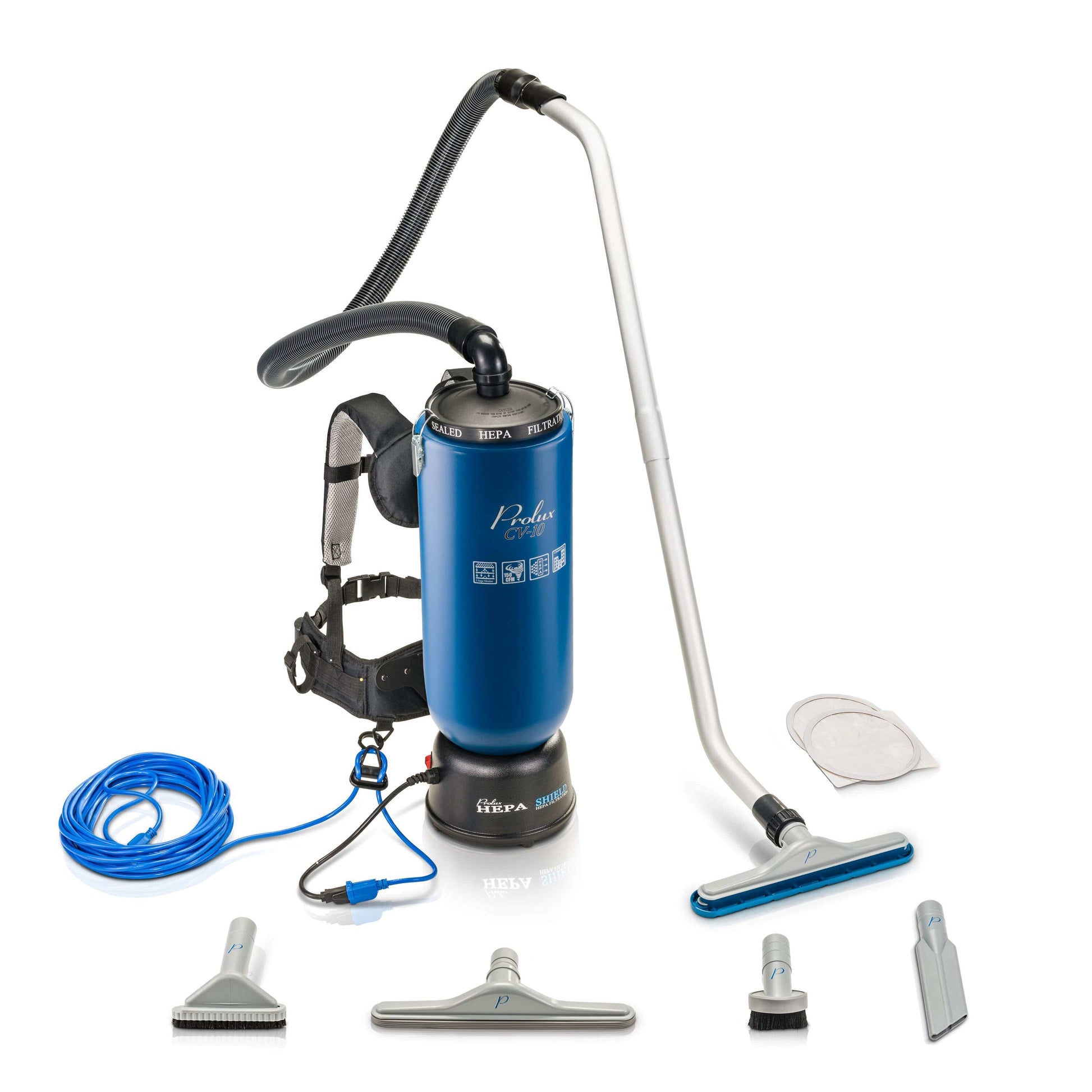 Prolux Commercial/Residential Backpack Vacuum with Hepa Filter BLUEBLKP10QT