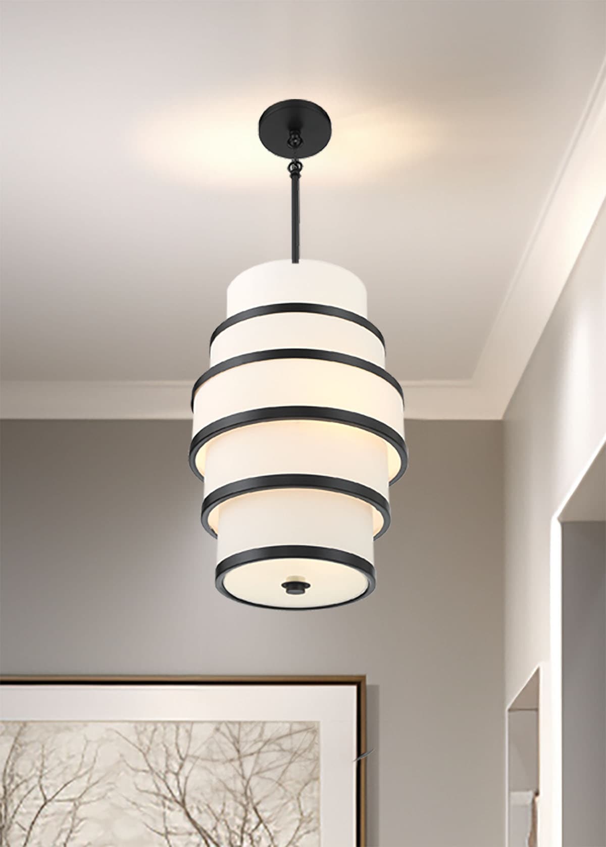 Minka Lavery Cascade 3 -Light Black Modern/contemporary Cylinder Medium Hanging Pendant light