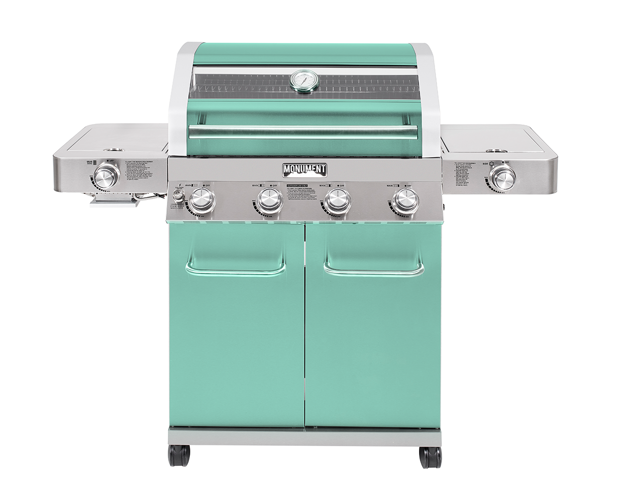 Monument Clearview Green 4-Burner Liquid Propane Gas Grill with 2 Side Burners 35633G