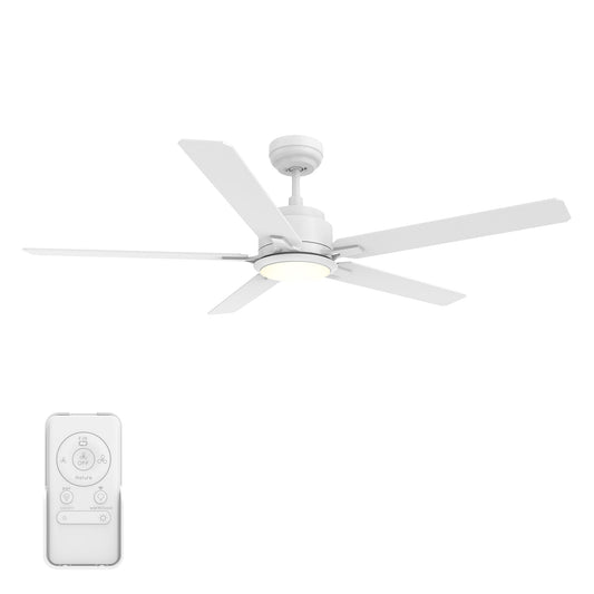 CARRO USA Essex 60-in White Indoor/Outdoor Smart Ceiling Fan with Light and Remote (5-Blade) NLS605J-L12-W1-1