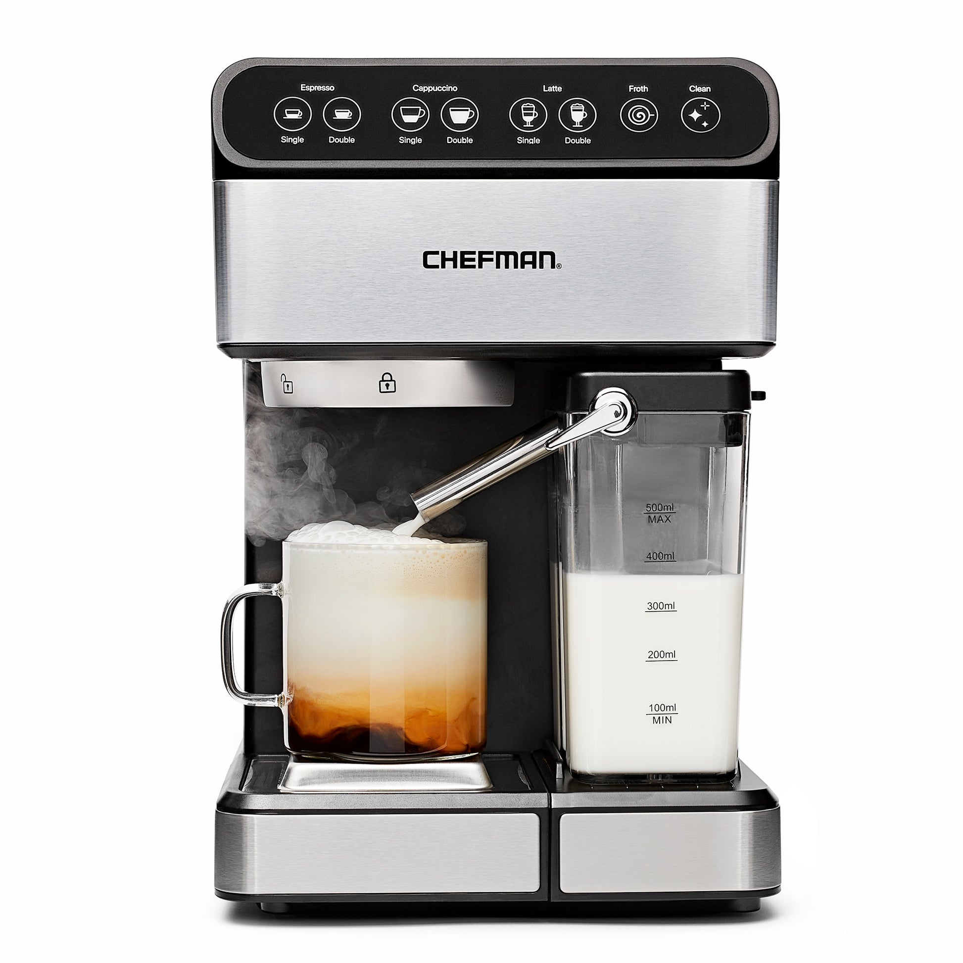 Chefman Stainless Steel Semi Automatic Programmable Espresso Machine RJ54