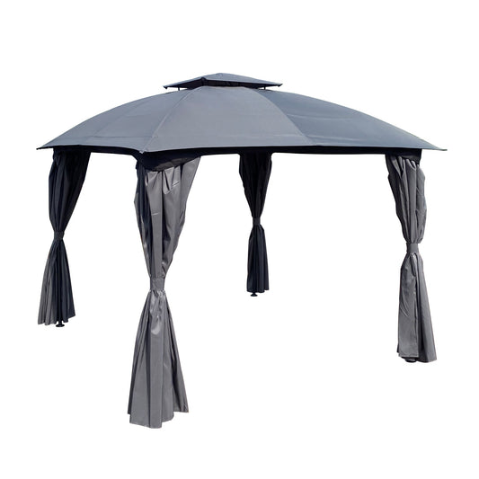 Miki Shinly 10-ft x 10-ft Gray Square Grill Gazebo with Soft top (Screen Included)