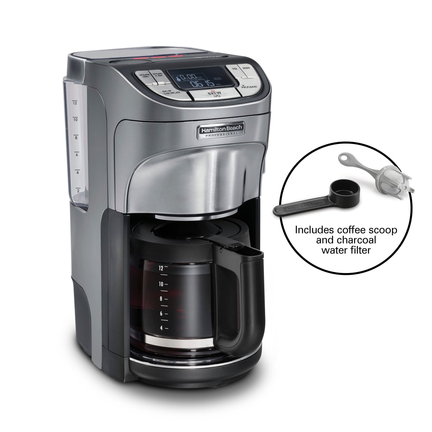 Hamilton Beach Professional 12-Cup Programmable Drip Coffee Maker with Automatic Shut-off (Black) 49500
