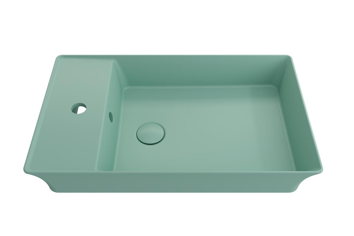 BOCCHI Fire clay Vessel Rectangular Modern Matte Mint Green Bathroom Sink ( 23.5-Inches x 15-Inches )