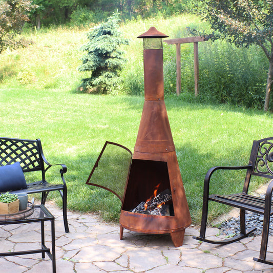 Sunnydaze Decor 70-in H x 23.5-in D x 23.5-in W Orange Steel Chiminea