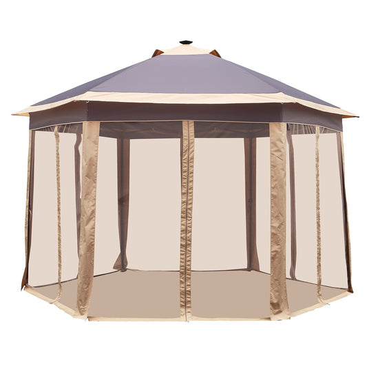 GDY 12-ft x 10-ft Hexagon Brown Pop-up canopy