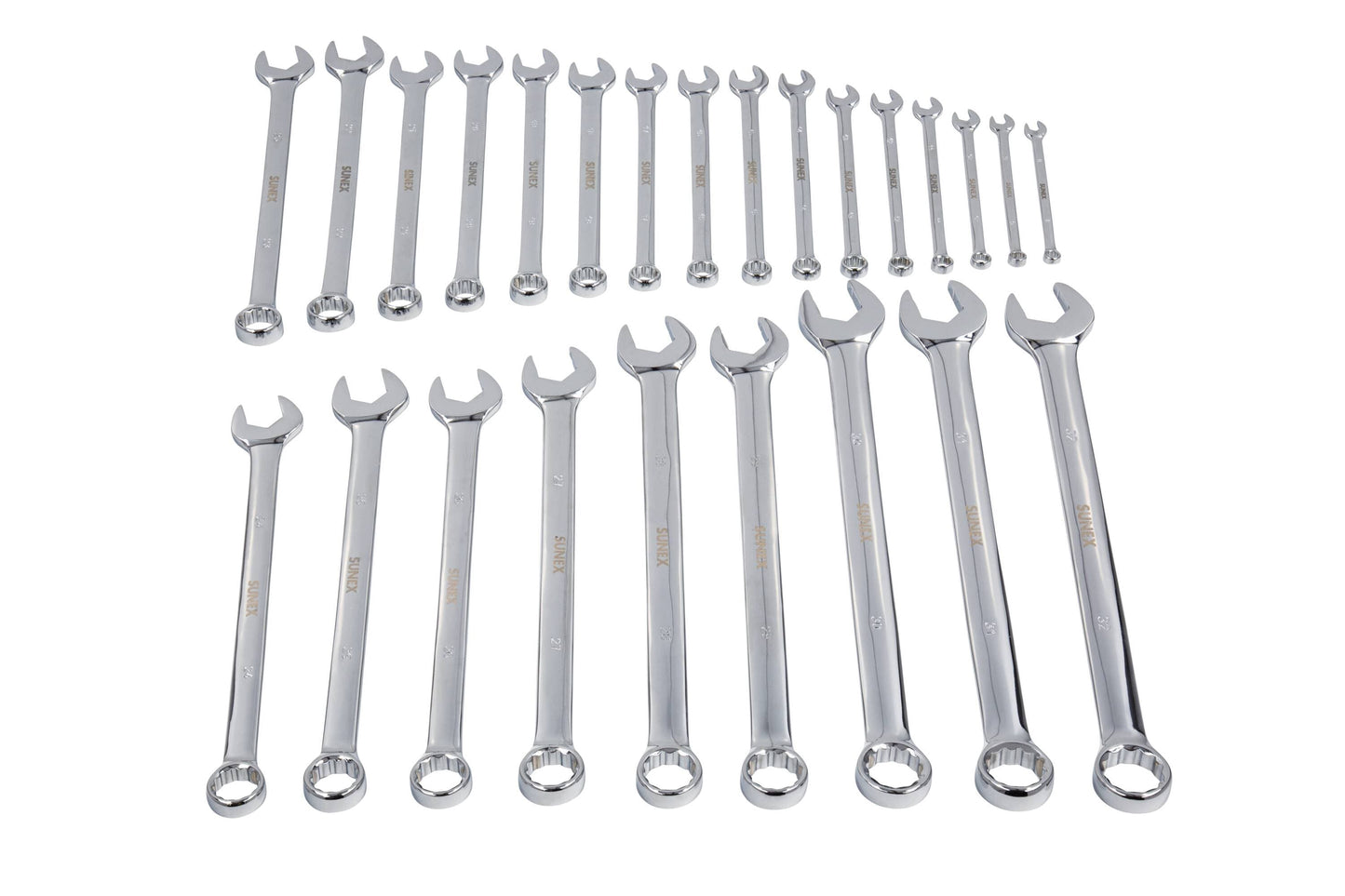 SUNEX TOOLS 25-Piece Set Metric Combination Wrench Includes Soft Case 9917MPRA