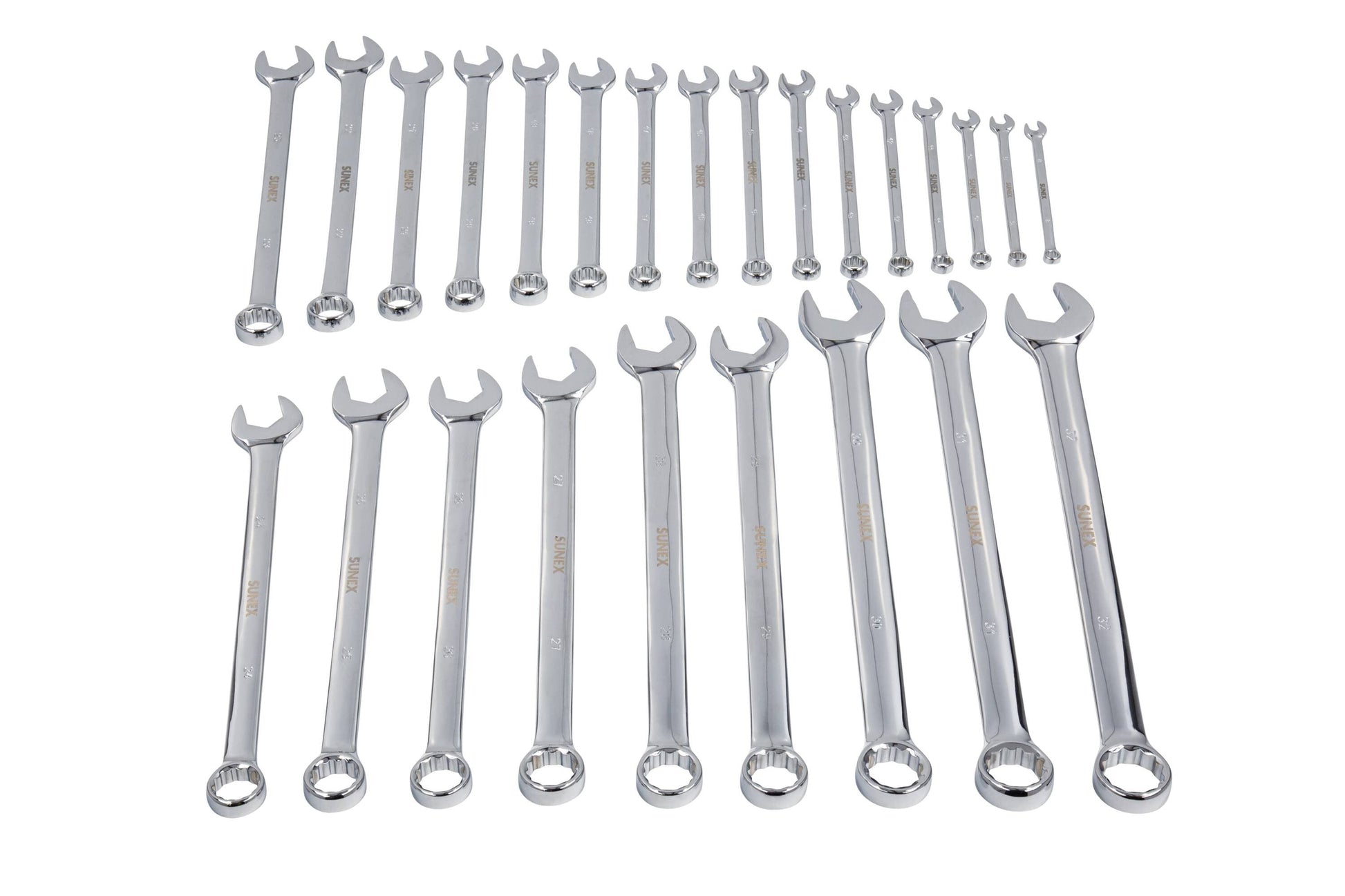 SUNEX TOOLS 25-Piece Set Metric Combination Wrench Includes Soft Case 9917MPRA