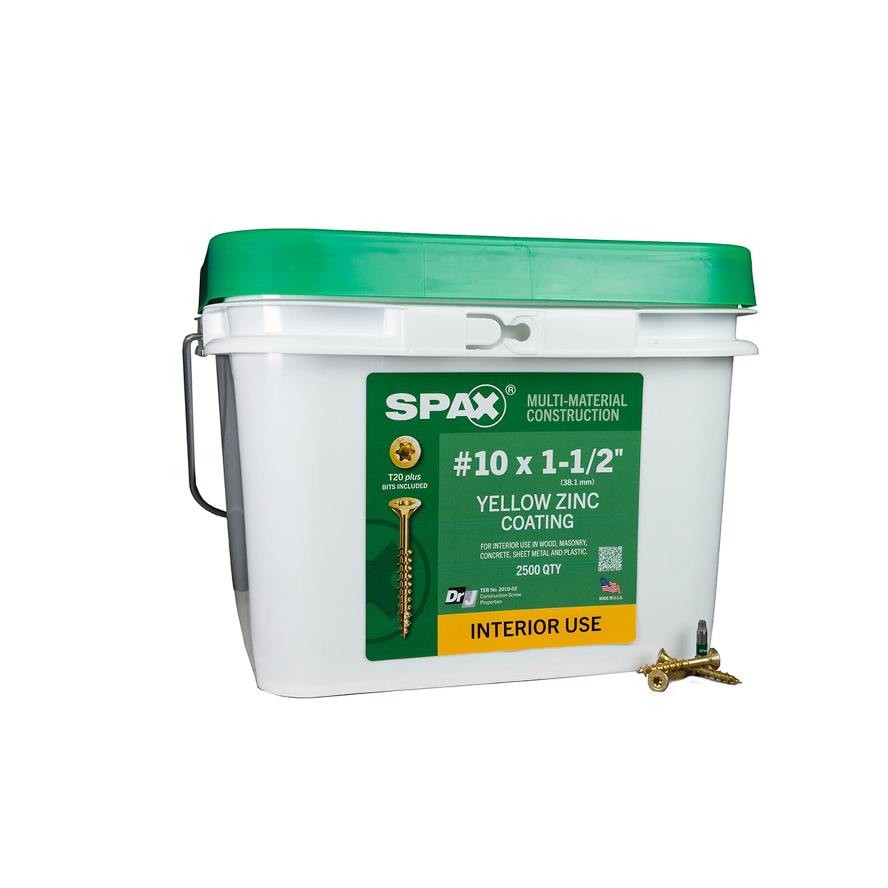 SPAX #10 x 1-1/2-in Yellow Zinc Construction Framing-Countersunk Flush Finish Interior Wood Screws (2500-Per Box) 3191020500400
