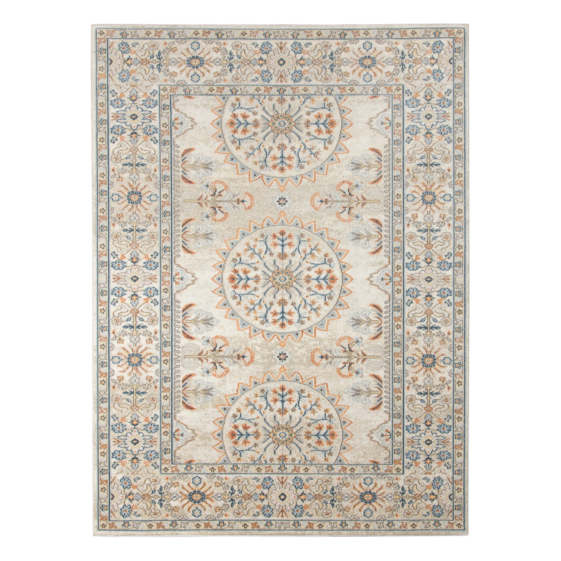 AMER Bohemian 8 x 10 (ft) Loomed Polypropylene Beige/Orange Rectangular Indoor/Outdoor Border Area rug